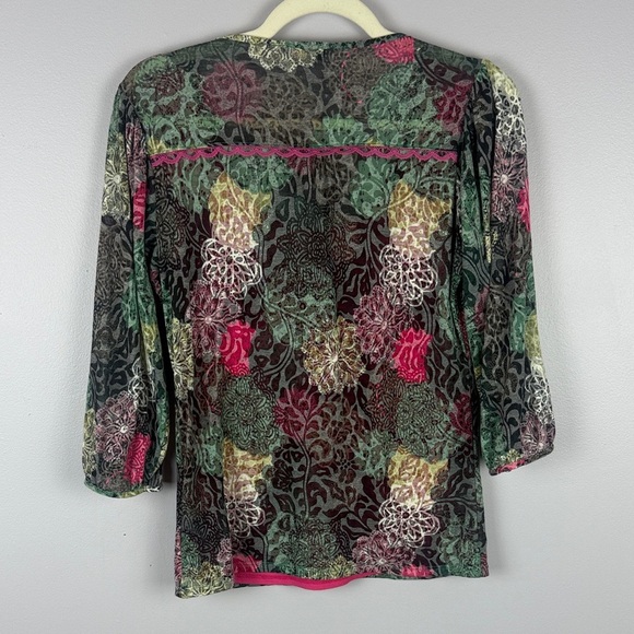 Per Una Casual Multicoloured Floral Patterned 3/4 Sleeve Top Size 10 - Picture 11 of 12